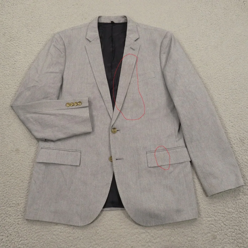 J Crew Blazer 42R Ludlow Carpini Cotton Chambray Grey Blue Sport Coat Jacket Men